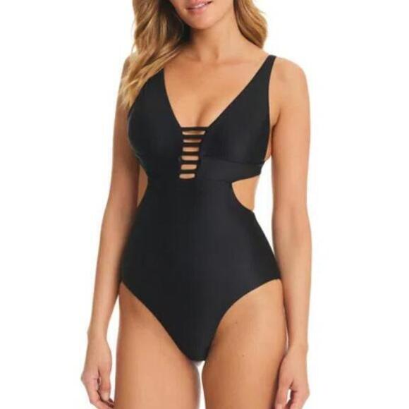 Red Carter Other - Red Carter Women's V-Neck Black One-Piece Swimsuit XL NWT